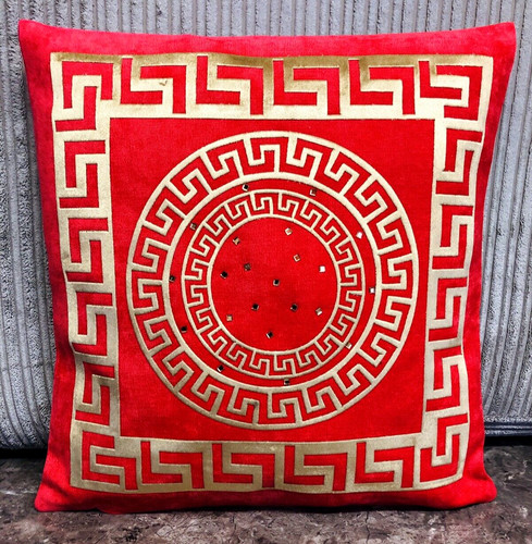 Red multi circles greek keys - circles,