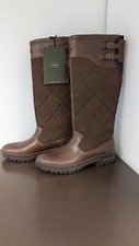New - Le Chameau Jameson Quilted Brown Leather Boot - Size 8