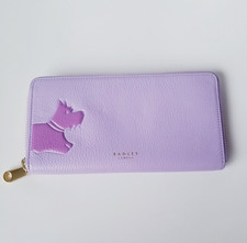 Radley London Stamp Large Zip Around Matinee Wallet Purse Lavender Purple Dog