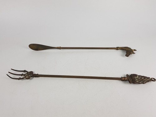 Vintage brass toasting - vintage, fork