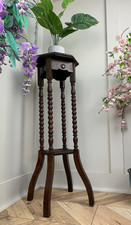 VINTAGE ANTIQUE VICTORIAN STYLE ORNATE BOBBLE CARVED OAK PLANT STAND JARDINIERE