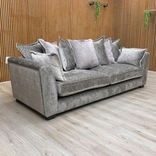 Furniture Village ‘Lavish’ 4 Seater Split Frame Sofa Grey Chenille Scatter Back
