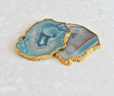 Blue Gold Electroplated Agate