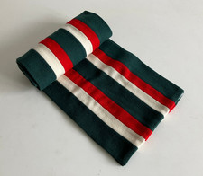 VTG  STRIPED WOOL SCARF GREEN RED WHITE SCHOOL COLLEGE UNIVERSITY PREPPY MOD