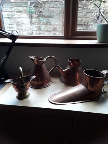 Antique copper measuring jugs - copper,