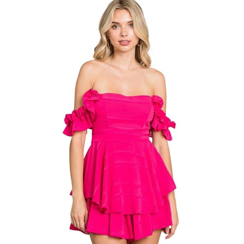 Pink romper mini dress fuchsia - romper,