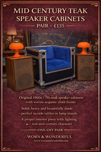Pair mid century teak speaker - century,