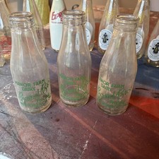 Nice old sign written milk bottles x 3 Manor farm Dairy Bond Bros Whitchurch