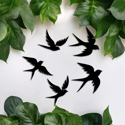 5pcs swallow wooden wall decor - wooden,