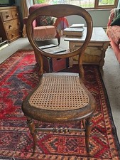 Antique Victorian Bergere Balloon Back Side Office Bedroom Chair C1860