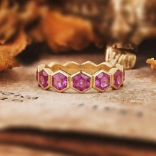 Hexagon Cut Pink Sapphire