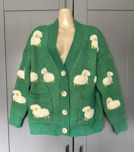 Chunky green sheep cardigan - chunky,