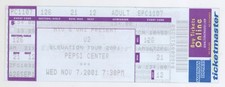 U2 11/7/01 Denver CO Pepsi Center Concert Rare Ticket! U-2 Bono