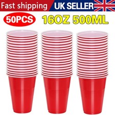 50X Plastic Party Cups 16oz