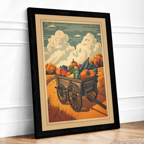 Harvest cart rustic - harvest, framed
