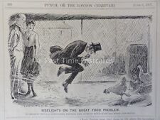 WW1 1917 June 6th THE GREAT FOOD PROBLEM - OFFICIAL IN CHICKEN PEN Punch Cartoon