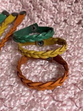 women’s african Real Leather Plaited Surfer Wristband Bracelet orange Or yellow