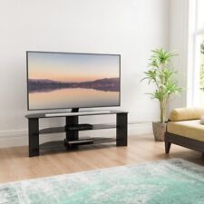 Rustic Black Oak Effect Glass Shelf Corner TV stand 1.3m for TVs up to 65"