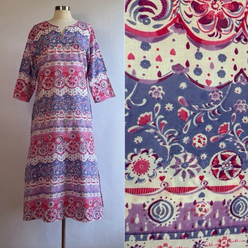 Vintage phool printed cotton - printed,