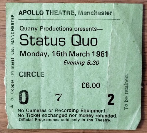 Status quo vintage ticket - vintage,