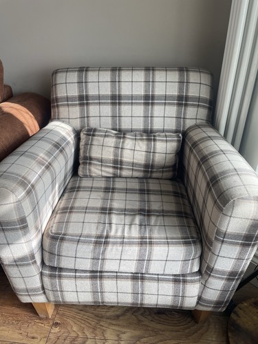 Grey tartan fabric armchair - grey,