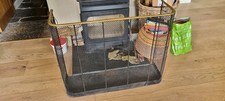 ANTIQUE LATE VICTORIAN WIRE NURSERY FIRE GUARD WITH BRASS TOP RAIL.