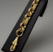 9ct Gold on Silver HUGE GYPSY LINK Bracelet - 9.5 INCH - HEAVY Belcher