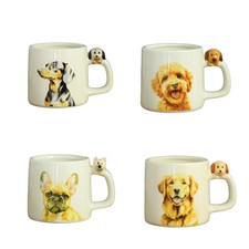 Ceramic White Mug 350ML Dogs Mug Tea Coffee Cup Novelty Kitchen Dog Figurine