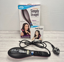 JML Simply Straight Ceramic Heat Straightener Hair Brush Comb - Black