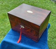 Quality Rosewood Victorian Vanity Box with Stunning Interior and Secret Drawer