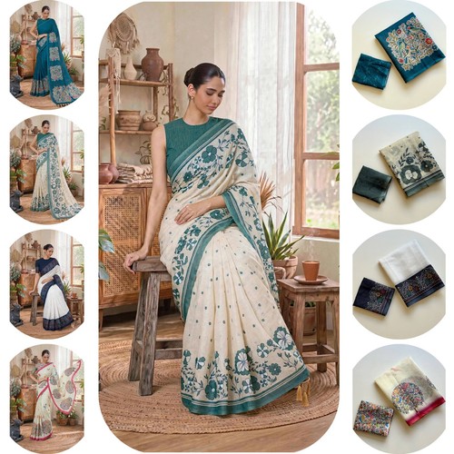 Soft cotton linen saree - linen,