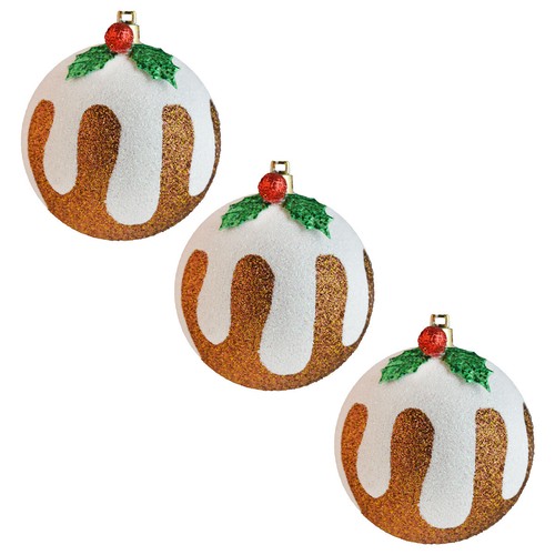 Christmas pudding baubles set - baubles,