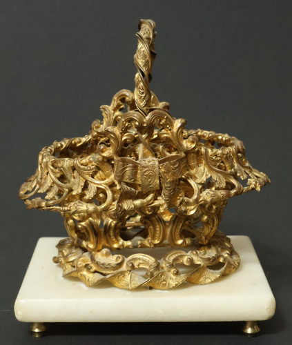 Antique gilded bronze basket - antique,