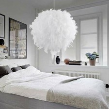LED Ceiling Light Lampshade White Feather Pendant Shade Bedroom Nordic Style30cm