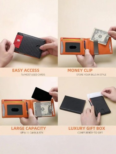 Mens leather wallet rfid - leather,