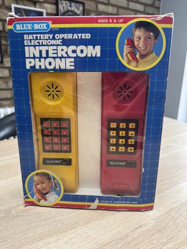 Blue box intercom phone - box,