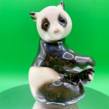 Vintage Soviet LFZ Porcelain Figurine Sitting Panda USSR Lomonosov Old Red Mark