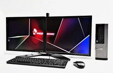 Home Office Dual Monitor 2x19" PC Set Dell i3 240GB SSD 8GB Ram Win 10