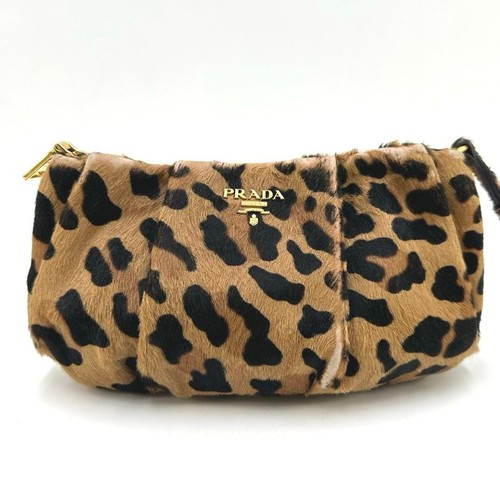 Prada leopard pony hair pouch - leopard,