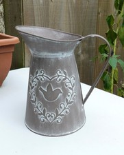 Rustic Metal Tin Jug Flower Planter Vase 20cm