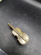 Antique Silver Plate Brass Vesta Case Violin Engraved 1912 Watch Chain Fob 