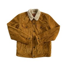 Levis Cow Suede Sherpa Leather Type 3 Trucker Jacket Size M Western Cowboy