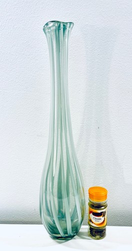 Large grey striped glass vase - large,