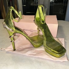 New Aldo Medusa lime green Stiletto Women’s Size 9 gold snake with box shoe bag 
