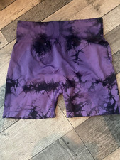ruched bum tummy control tie dye shorts purple black size xl 12-14