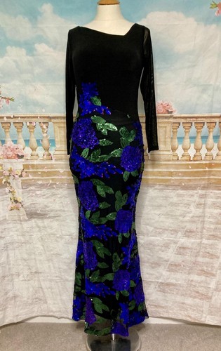 Black floral sequin - floral, formal