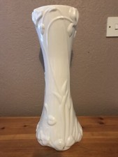 Vintage White China Jardiniere Plant Stand Embossed With Floral Design 45cm Tall
