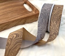 Berisfords WINTER BIRCH wood walk - Rustic Ecru or Silver Grey grain 25mm ribbon