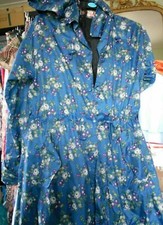 Cath Kidston  Foldaway Raincoat  -  RRP £40.00 Dark Blue with Purple Roses MED