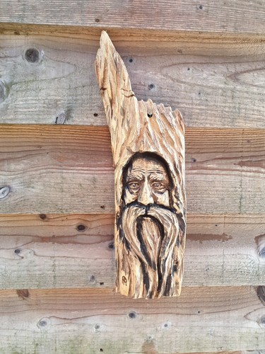 Chainsaw carved green man - carved,